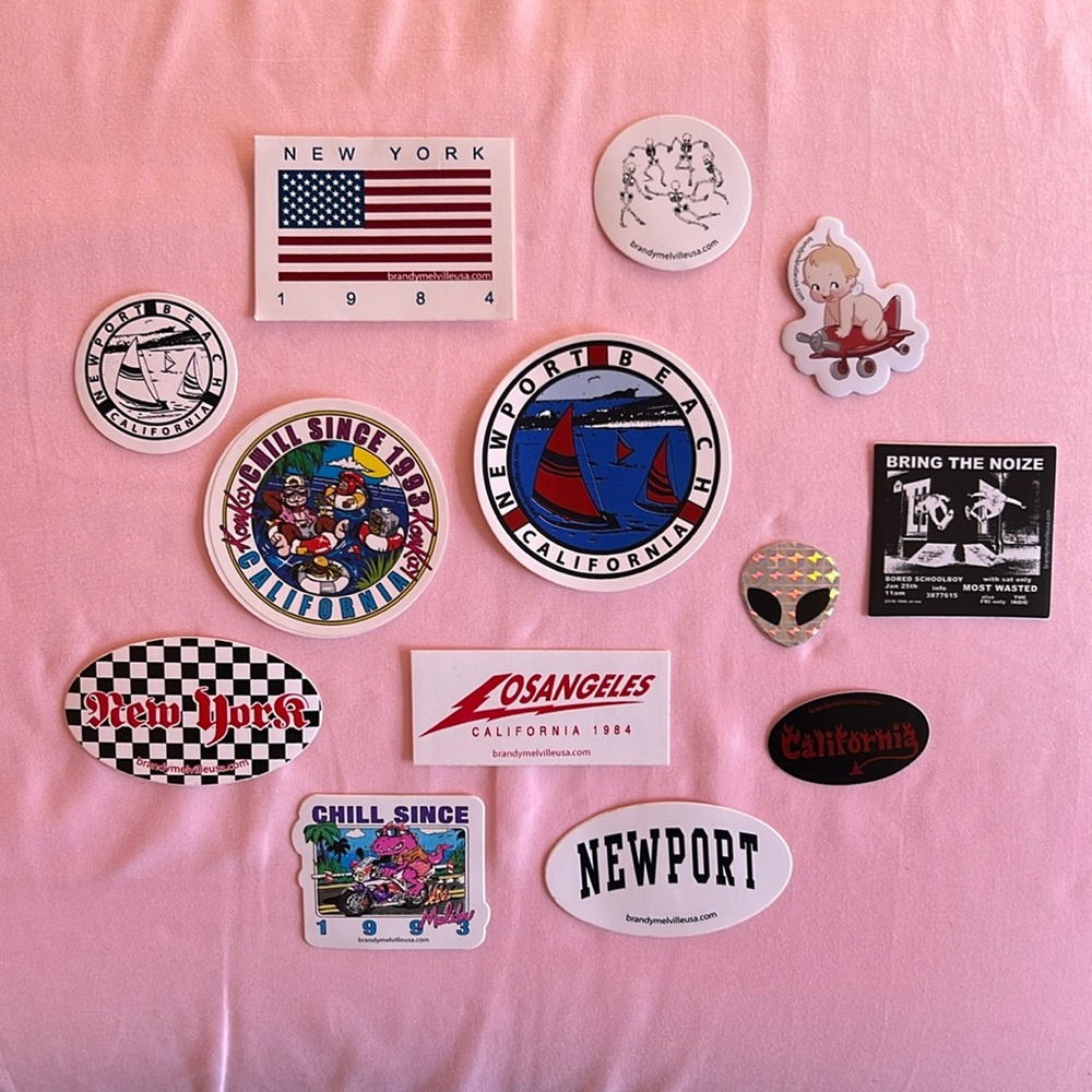🪽Rare Assortment Brandy Melville Stickers Chill Since Newport California LA NYC